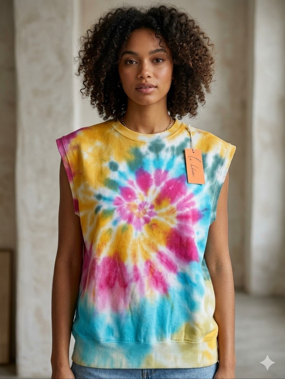 NWT La Detresse Tropicali Sleeveless Pullover tie dye size M